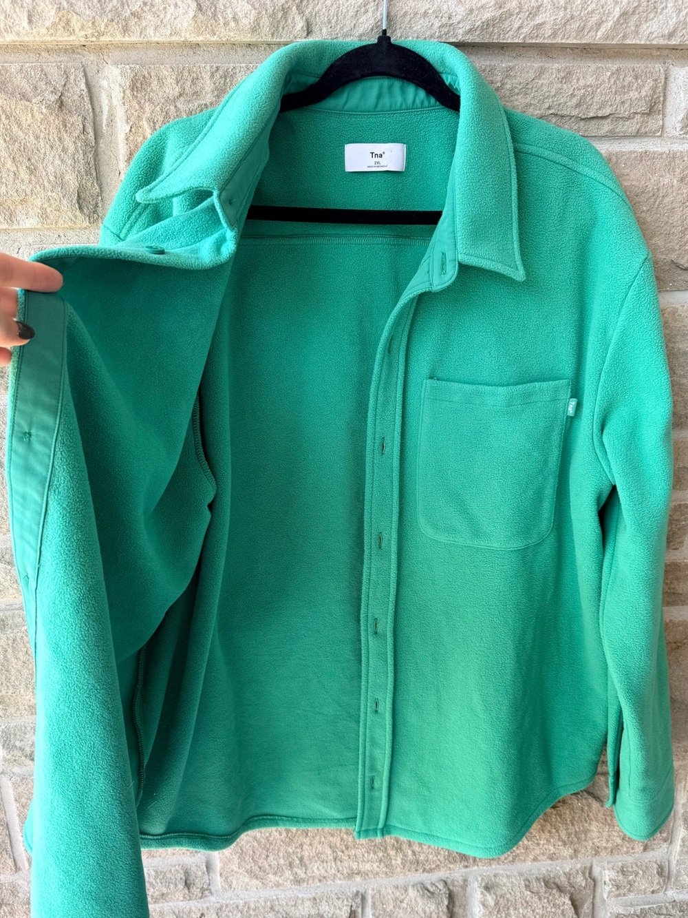 TNA Aritzia Green Fleece Button-Up Shacket Jacket 2XL - Picture 9 of 9